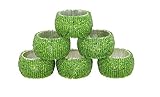 Shalinindia Handmade Beaded Napkin Rings Set of 6 Green Glass Beaded Napkin Holders - 1.5 Inch in Size-Perfect wedding napkin rings and for general use