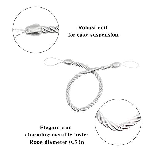Bel Avenir Curtain Ropes Tiebacks Tie-Backs, Curtain Handmade Holdbacks With 2 Metal Screw Hooks - White 2 Pack #TOP1