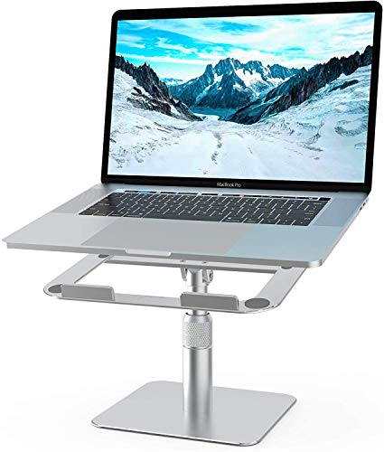 Adjustable Laptop Stand, Sllrieh Adjustable Height & Tilt , 360° Rotatable Laptop Riser, Ergonomic Aluminum Stand for Desk, Compatible with MacBook Pro Air Dell HP XPS 10''- 17''Laptops, Silver