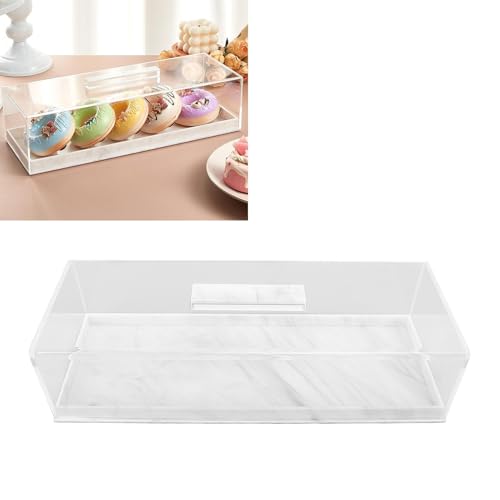 Plateau à gâteau rectangulaire acrylique effet marbre luxe discret - 4