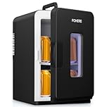 Mini Fridge for Bedrooms, 15 Liter /21 Cans Portable Small Fridge, AC+DC Power Car, Office, Thermoelectric Cooler & Warmer Skincare for Food, Drinks, Cosmetics, Max & ECO Mode, Black