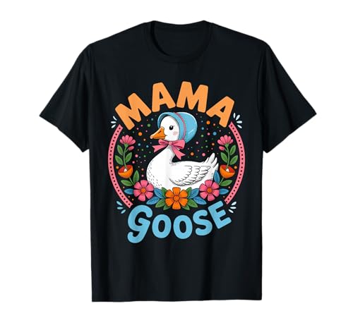 Cute Floral Mama Goose Coquette Mother's Day Silly Goose T-Shirt