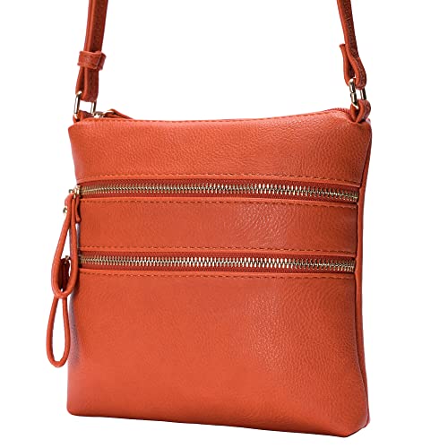 Image of Solene Small Multi Zipper Pocket Crossbody Bag with Adjustable Strap, Lightweight Travel Purse, Daily Small Messenger Pouch