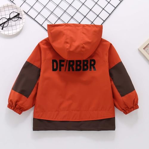 Boys Lightweight Wind Jacket Spring Autumn Breathable Outdoor Coat with Zip Pockets, orange, 8-9 Years - Image 5
