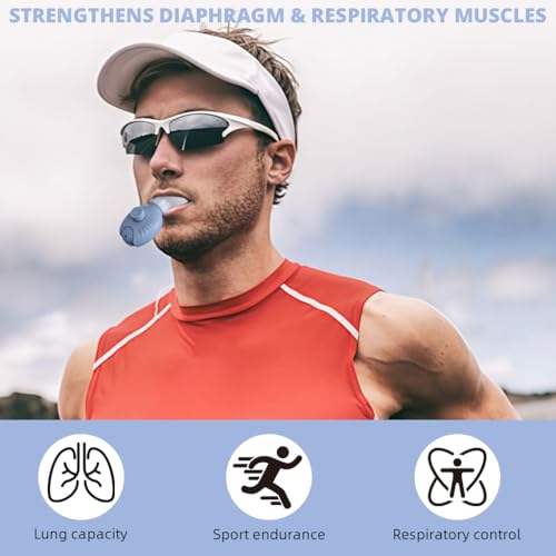 Image of Proberos Breathing Trainer with 3 Replacement Mouthpieces & Lanyard, One-Way Airflow Lung Exerciser Respiratory Muscle Trainer for Strengthen Diaphragm and Respiratory Muscles, Running, COPD