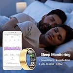 Health Tracker Ring, Smart Health Ring for Women Men with Heart Rate, Blood Oxygen, Sleep Monitor, Steps,Calories, No Subscription Fee, IP68 Waterproof Smart Ring for iPhone & Android (Gold, 8#) - Image 5