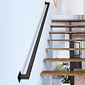 5FT Black Iron Hand Railing, Sturdy Safety Staircase Handrails Wall Mount, 500lbs Load Capacity Industrial Iron Railing Pipe Handrail for Indoor Stairs, Outdoor Deck Loft Porch, Non-Slip and Rust