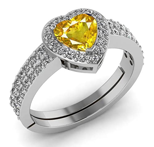 Bague cœur saphir jaune et or pour illuminer vos tenues de soirée - 2