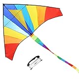 Langlebig und qualitätsbewusst: ECHOCUBE delta rainbow kite verwendet Fiberglas als Hauptmaterial, das nicht leicht zu brechen ist. Die Taschen sind aus dickem Oxford gefertigt, um den Drachen haltbarer zu machen. Der Drachen kann dich und deine Kinder durch jeden Sommerurlaub begleiten.