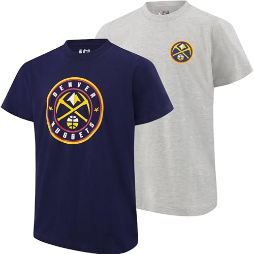 Ultra Game Youth NBA Official Super Soft 2 Pack T-Shirt Set, Denver Nuggets, Team Color, 5-6