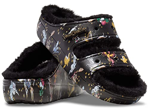 Image of Crocs Women's Classic Harry Potter Cozzzy Fuzzy Platform Sandals