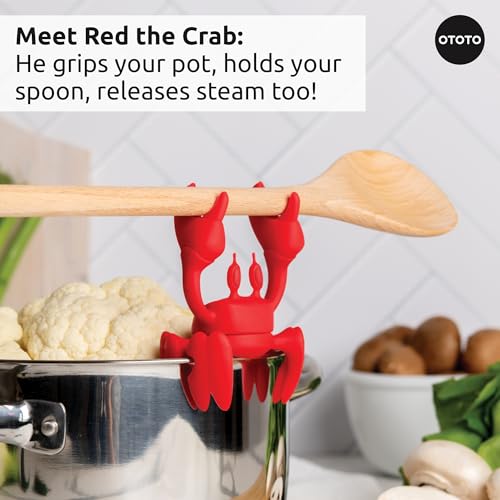 Image of OTOTO Prep Pals Bundle of Red the Crab, Nessie, Crabby - Cute Kitchen Accessories, Kitchen Gadgets, Spoon Rest for Stove Top, Soup Ladle, Pasta Strainer, Funny Unique Gifts, Cooking Gifts