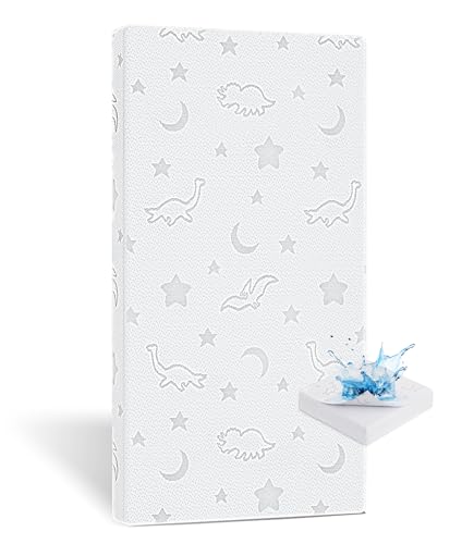 SJEUQOP Crib Mattress Topper 2 x 27.5 x 52 High Density Foam Breathable Baby and Toddler Mattress Topper with Waterproof Removable and Washable Cover Fits Standard Cribs and Toddler Beds