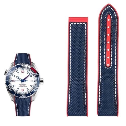 Bracelet de montre en silicone et nylon premium, fermoir déployant pour boîtier 20mm 22mm