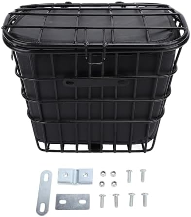 Basket, Front Basket with Removable Liner Bag, Metal Front Storage Basket for Electric Scooter for Carrying Pets, Fruit, Grocery, Accessories, Easy Installation