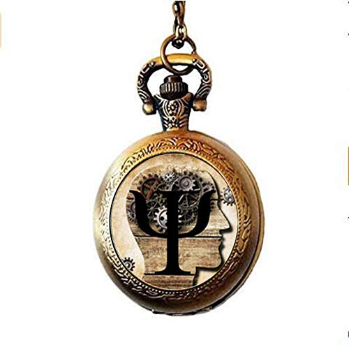Steampunk PSI Symbol,Psychology PocketÂ WatchÂ Necklace,Art Jewelry,Charm Jewelry Friend Gift