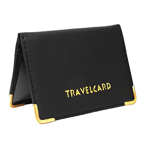 Black Soft Leather Travel Card Bus Pass Credit Card ID Card Wallet Cover Case Holder by Kwik Buy