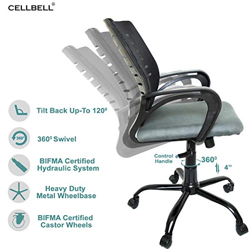 Image of CELLBELL C104 Medium-Back Mesh Office /Study Chair [Grey]