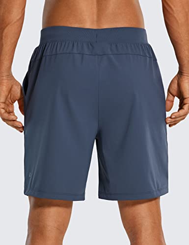 Crz Yoga Men's Four-Way Stretch Workout Shorts - 7" Soft Durable Gym Athletic Running Hiking Shorts With Zip Pockets Electric Blue X-Small #TOP1