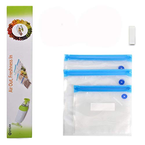 MOYEAH Vacuum Zipper Bags, Food Storage Saver BPAFree, Compatible To Foodsaver, Sous Vide, Vacuum Sealer Bags 3x Stronger, Reusable, Super Heavy Duty, Pack Of 10
