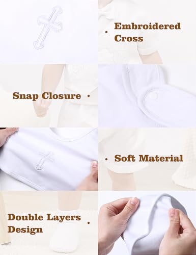 AGJ Baby Boy Baptism Shoes Set with Embroidered Cross Infant Girls White Christening Sneaker4