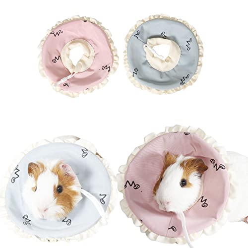 KUNBIUH Collar ajustable de recuperación de mascotas con cono de conejillo de indias, collar de recuperación suave para conejos/chinchilla/gatitos después de la cirugía, collar electrónico de cuello