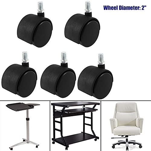 Image of Threaded Type Castor Chair Wheels | Black | Set of 5