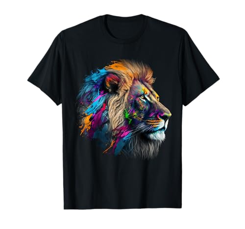 Lion Animal Print Art Animal Lovers Colorful Lion T-Shirt