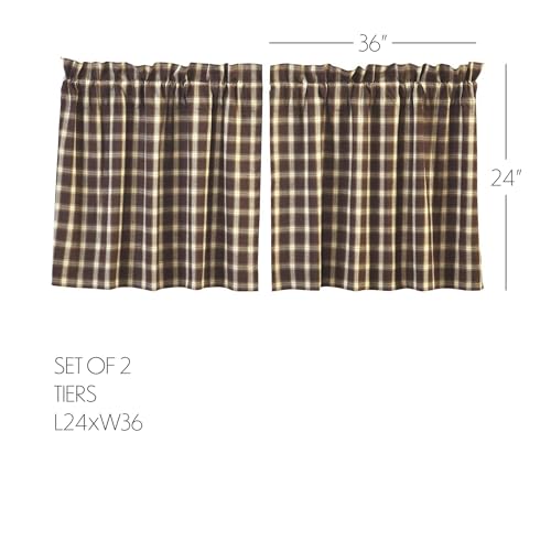 VHC-Brands-Rustic-Lodge-Farmhouse-Kitchen-Window-Curtains-Rory-Tier-Pair-L24-x-W36-Chocolate-Brown VHC Brands Rustic Lodge Farmhouse Kitchen Window Curtains Rory Tier Pair L24 x W36 Chocolate Brown