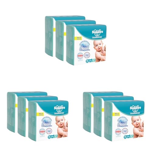 Image of Amazon Brand - Supples Premium Baby Diaper Pants | 66 Baby Diapers | XXXL | 18-35 Kg | 12 Hrs Absorption | Cushiony Cotton Soft Fabric | Phthalates-Free | Triple Leak Guard | 22 Count, Pack of 9