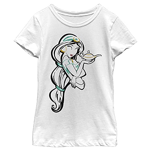 Disney Princess Line Art Jasmine Girl's Solid Crew Tee