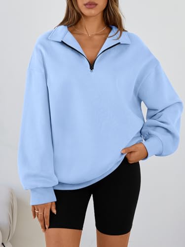 Image of Trendy Queen Women's Oversized Half Zip Fleece Sweatshirts-Cozy Pullover, Sweaters for Fall Winter