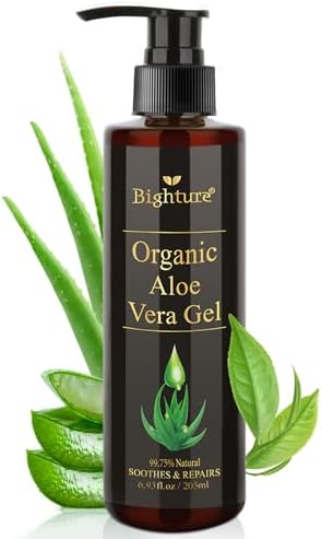 Aloe Vera Gel Infused with Tea Tree Oil for Skin Hydrating, Repair Skin, Aloe Vera Gel Extract from Fresh Pure Aloe Vera for Sunburn Relief, Hair, Razor- 6.76 Fl Oz