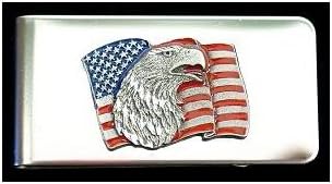 American Flag with Eagle Head Money Clip