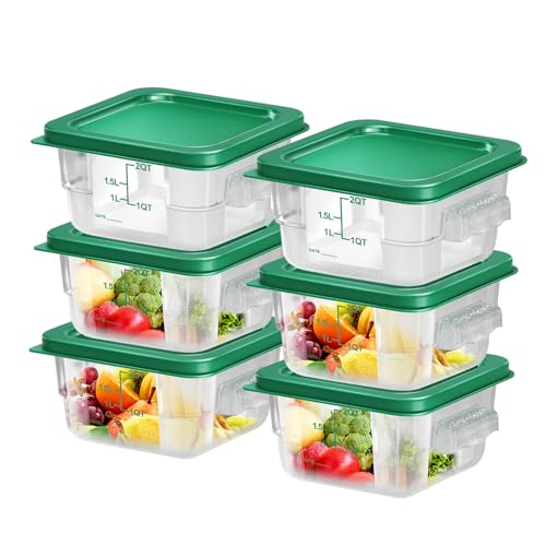 FeyBuosk 6 pcs 2qt Food Storage Containers with Lid, Square