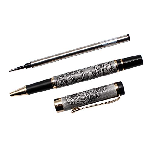 Zoohot Ancient Silver Jinhao Dragon Rollerball Pen, Vintage Pens Collection, Business Pen (0.5Mm) #TOP4