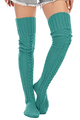 Image of Leoparts Women's Cable Knitted Thigh High Boot Socks Extra Long Winter Stockings Over Knee Leg Warmers
