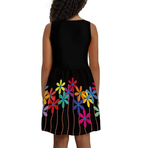 Kids Summer Sleeveless Dresses Birthday Beach School Travel Sundress4