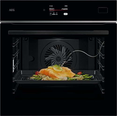 AEG TB8SB72WAB Four Vapeur WiFi Intégré, Cuiseur Vapeur Multicuiseur Série 8 Écran Tactile Swipe, Aide à la Cuisson, Fabriqué en Allemagne, 100% Vapeur, Vapeur Automatique, Recettes APP, Nettoyage à