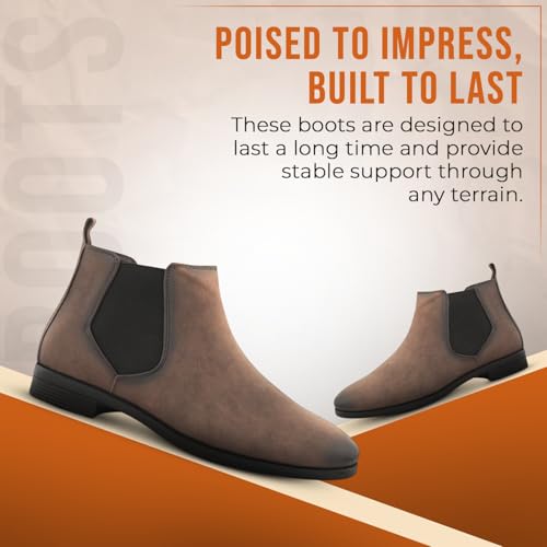 Image of STANPHORD Men Glossy Chelsea Ankle Boots | PU Slip-On Block Heel | Casual Party Office Outdoor Wear (TPSG 9536)