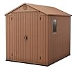 Keter Darwin 6x8 Resin Outdoor Storage Shed Kit-Perfect to Store Patio Furniture, Garden Tools Bike Accessories, Beach Chairs and Lawn Mower, Brown