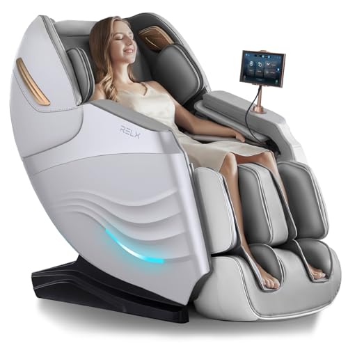 RELX 2026 Massage Chair Full Body, 20 Modes Zero Gravity SL-Track Shiatsu Massage Chair Built-in Heat System, Airbag Massage with Body Scan, Deep Yoga Stretch, Calfrest Extension and AI Control(White)