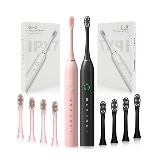 2 Pack Rechargeable Electric Toothbrushes for Adults and Kids, Sonic Whitening Tooth Brush with 8 Brush Heads, 6 Cleaning Modes and Smart Timer, Waterproof Cleaning Toothbrushes Set BP