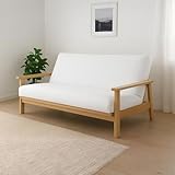 Cottington Lane Full Size Futon Cover, Japanese Futon Armless Premium Cotton Zipper Sleeper Sofa Cover, Soft Durable Slipcover for Dorm Room, Guest Bedroom, Living Room, White Solid