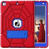 Grifobes for iPad 9th Generation Case, iPad 8th/7th Generation Case 2021/2020/2019, Heavy Duty Shockproof Rugged Protective 10.2' Cover with Stand for iPad 9 8 7 Gen 10.2 inch (Red+Blue)