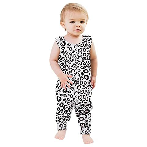 Boys Clothes, SHOBDW Newborn Infant Girls Boys Baby Jumpsuit Dinosaur Mermaid Leopard Cartoon Floral Romper Summer Outfits Toddler Kids Playsuit Gifts(#3 Coffee,2-3 Years) Cover