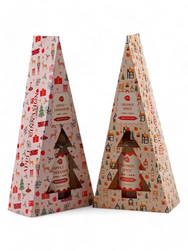 Image of Pan Aroma Christmas Reed Diffuser Gift Set - Apple Cinnamon & Orange Spice - Set of 2