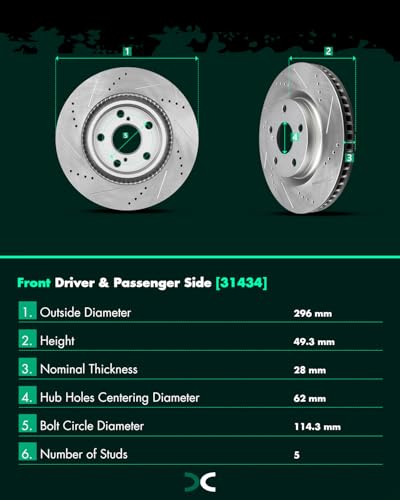 Image of SCITOO Front Brake Kits Drill & Slotted Brakes Rotor Brake Pads:31434;D1211