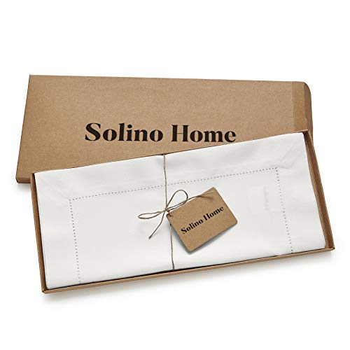 Solino Home White Table Runner 144 Inches Long - Cotton Linen Hemstitch Extra Long Table Runner 14 x 144 Inch for Spring, Summer, 4th of July by Solino Home - Image 4