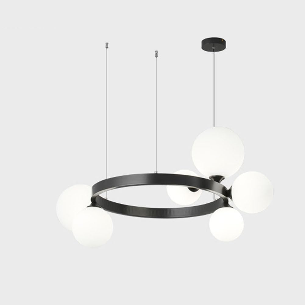 KXEcoLife G9 light luxury simple bubble orb chandelier, modern magic bean molecular glass for living room dining room,Black,6 heads